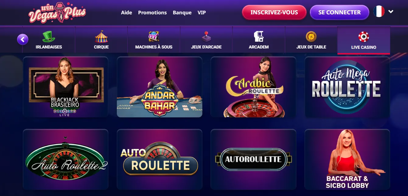 Jeux en direct – options de Vegas Plus Jeux en direct